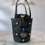 Love Moschino black raffia bucket bag
