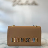 Love Moschino camel shoulder bag with chain strap