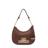 Mala de mão Love Moschino em castanho com logo metálico