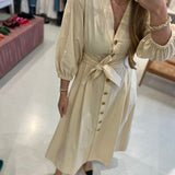 Twinset midi dress in beige poplin with logo buttons