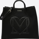 Mala Love Moschino tote bag em tecido com logotipo na frente
