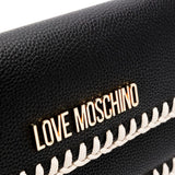 Bolso bandolera Love Moschino negro con costuras blancas