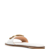 White leather Twinset sandal with flowery logo