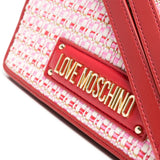 Bolso Love Moschino rosa y rojo en tejido tweed