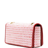 Pink and red Love Moschino bag in tweed fabric