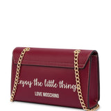 Mala Love Moschino bordeaux de ombro com alça de corrente