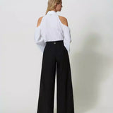 Twinset wide pants in black popline