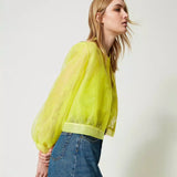 Twinset bomber in lime organza and lace