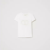 T-shirt branca Twinset com logotipo bordado