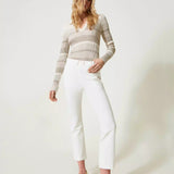 Twinset pants in white mesh with buckle