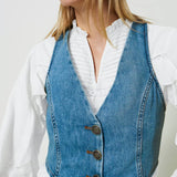 Twinset denim vest with buttons