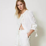 Twinset white shorts with embroidery