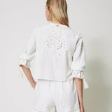 Twinset white shorts with embroidery