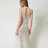 Long white crochet Twinset dress