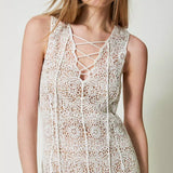 Long white crochet Twinset dress