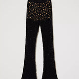 Twinset set of black crochet cardigan and pants
