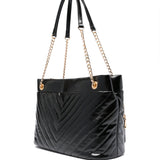 Mala de ombro Love Moschino tote bag acolchoada com bolsos exteriores