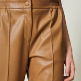 Calça straight fit TWINSET em polipele camel