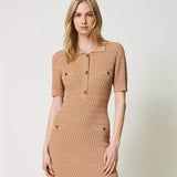 Vestido curto TWINSET em malha camel