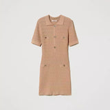 Vestido curto TWINSET em malha camel