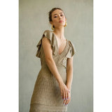 Cecilia Prado long dress in beige knitted mesh