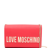 Mala de ombro Love Moschino em vermelho com logo metálico