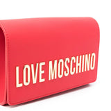 Mala de ombro Love Moschino em vermelho com logo metálico