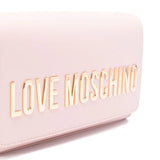 Mala de ombro Love Moschino rosa com logo metálico