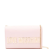 Mala de ombro Love Moschino rosa com logo metálico