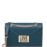 Mala Love Moschino verde de ombro com alça de corrente