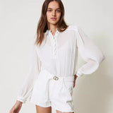 Blusa TWINSET em branco com detalhes plissados