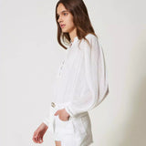 Blusa TWINSET em branco com detalhes plissados