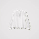 Blusa TWINSET em branco com detalhes plissados