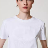 T-shirt de algodão TWINSET branca com bordado