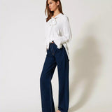 Straight fit jeans TWINSET em denim escuro