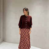 Saia em tartan bordeaux