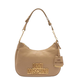 Mala de mão Love Moschino em bege com logo metálico