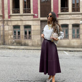 Saia midi em ecopele bordeaux Liu Jo