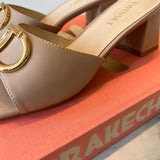 Twinset beige mules with metal logo