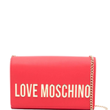 Mala de ombro Love Moschino em vermelho com logo metálico