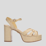Lolacruz platform sandal in beige raffia