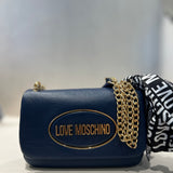 Mala mini bag Love Moschino azul com lenço estampado