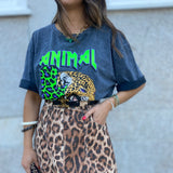 T-shirt cinza Animal print