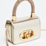 Liu Jo gold hand bag with rhinestone strap