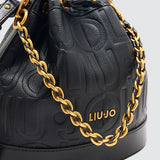 Mala bucket bag LIU JO em preto com logotipo em relevo