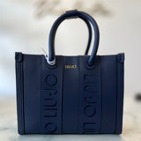 Liu Jo navy blue handbag with embroidered logo on the front