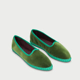 Beth Slipper Espadrilles in green and turquoise velvet