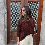 Camisola de malha Semicouture com brilho em bordeaux