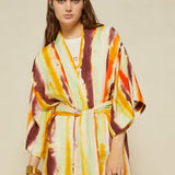 Ottod'ame linen kimono with ethnic pattern
