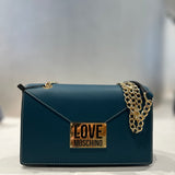 Mala Love Moschino verde de ombro com alça de corrente